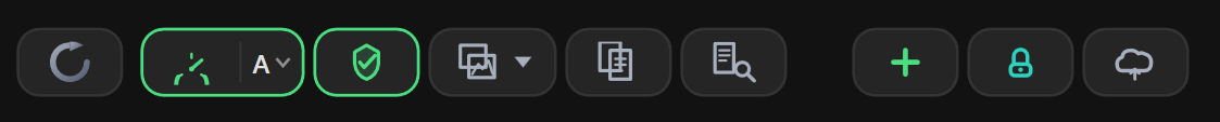 Screenshot 08: Kopfleiste mit den Werkzeug-Schaltflächen (Cloud, Bild-Module, Organisator, Rekonstruktor)